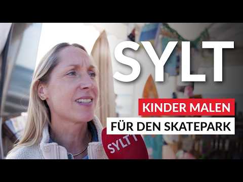Sylter Kinder bemalen ein Surfbrett für den Skatepark