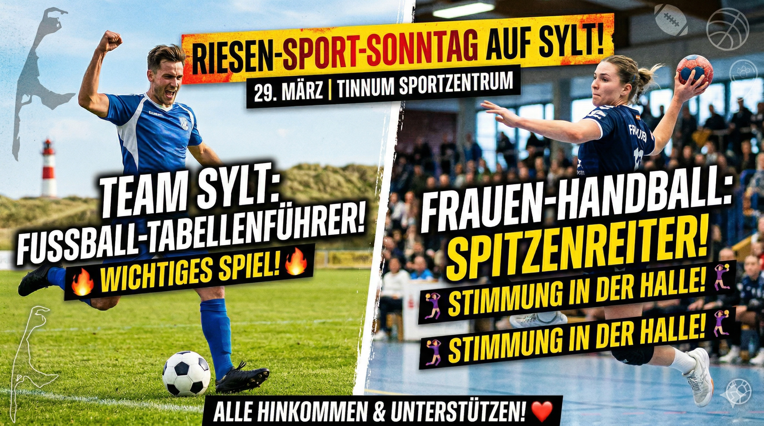 Super-Sport-Sonntag in Tinnum: Tabellenführer, Titelträume und knallharter Abstiegskampf! 6 Handball Fußball Sylt