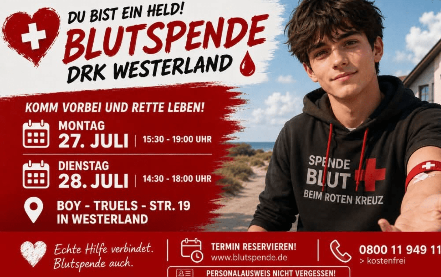 Werde zum Lebensretter: Das DRK ruft zur Blutspende in Westerland auf 7 Werde zum Lebensretter: Das DRK ruft zur Blutspende in Westerland auf