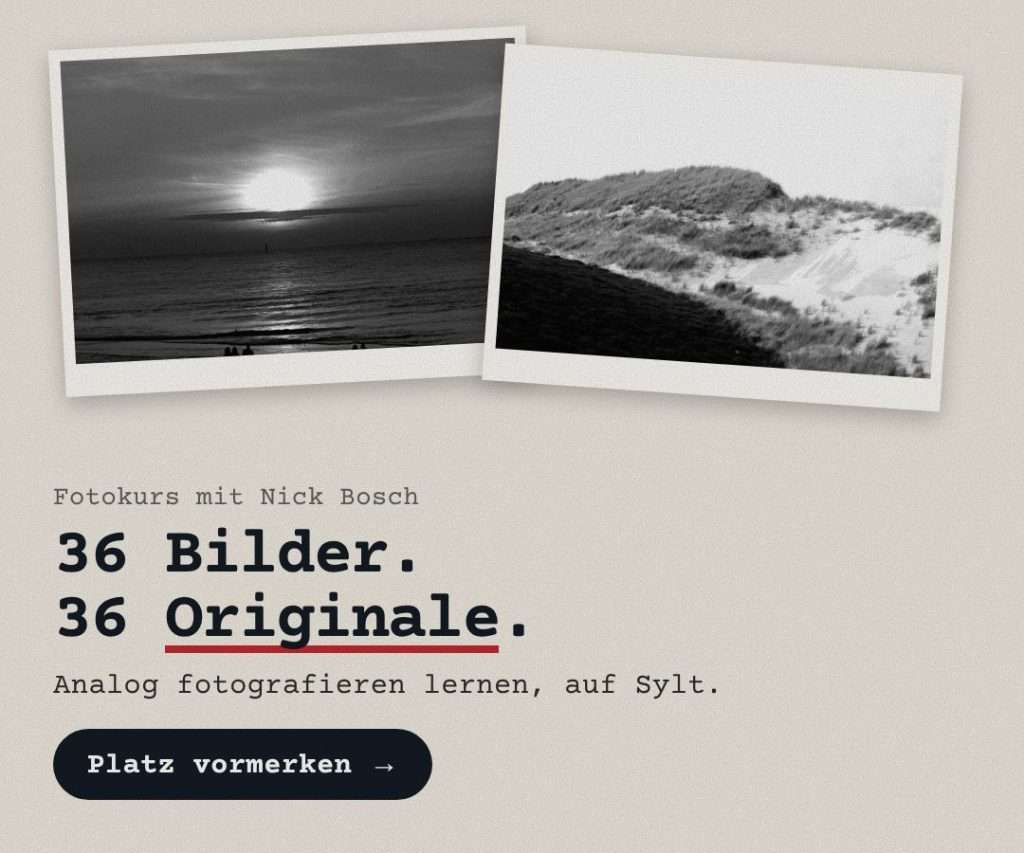 Analog auf Sylt C (Abzüge „36 Bilder. 36 Originale.“ Fotokurs)